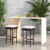 Tangkula Patio Rattan Barstools Set, Outdoor Wicker Bar Height Chairs with Footrest & Soft Cushions