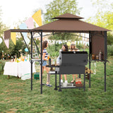 Tangkula 13x5 Ft Grill Gazebo with Dual Side Awnings, 2-Tier Barbecue Gazebo with 2 Shelves