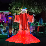 Tangkula 13.1 ft Halloween Hanging Clown w/Wings, Switch Controlled Animatronic Ghost w/Lighted Colorful Eyes