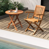 Tangkula Patio Wood Folding Chair , Outdoor Eucalyptus Wood Dining Chairs w/Armrests & Slatted Seat