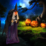 Tangkula 6 FT Halloween Standing Animated Witch with Candy Dish