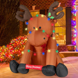 Tangkula 8.5 FT Large Christmas Inflatable Reindeer, Xmas Blow Up Holiday Yard Decoration with 24 LED String Lights