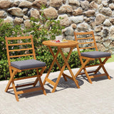 Tangkula 3 Piece Patio Wood Bistro Set, Folding Table Chair Set w/Soft Seat Cushions