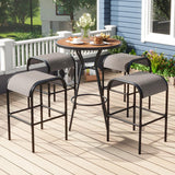 Tangkula 5 PCS Outdoor Bar Table Set, 28” Round Bar Height Table with 4 Bar Stools