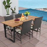 Tangkula 5 /7 PCS Patio Rattan Dining Set, Outdoor Wicker Chair & Dining Table Set