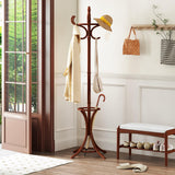 Tangkula Coat Rack with Umbrella Holder, 73 Inch Freestanding Coat Hanger Stand with 12 Hooks