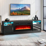 Tangkula 36 Inches Electric Fireplace, 5,000 BTU Fireplace Insert with LED Light Strips, Remote