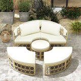 Tangkula Outdoor Patio Round Daybed with Retractable Canopy, Soft Cushions