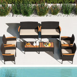 Tangkula Patio Wicker Sofa Set