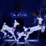 Tangkula 3-Piece Christmas Lighted Reindeer Family Set, Xmas Pre-Lit Reindeer with 255 Cold White LED Lights