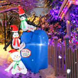 Tangkula 6 FT Lighted Christmas Inflatable Decoration, Inflatable North Pole Mailbox with Penguins and Snowman