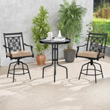 Tangkula Outdoor Swivel Bar Stools Set, Bar Height Patio Chairs with Seat Cushions