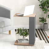 Tangkula Rolling C-shaped Sofa Side Table, Mobile Couch Table with Bottom Shelf & Removable 4 Universal Wheels