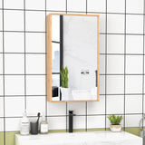 Tangkula Bathroom Medicine Cabinet, Wall Mounted Bamboo Bathroom Cabinet with Single Mirror Door