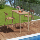 Tangkula 3 Pieces Patio Bar Table Set, Outdoor Bar Height Table & 2 Armless Chairs w/Rattan Seat