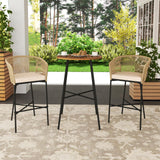 Tangkula 3 Pieces Rope Woven Patio Bar Set