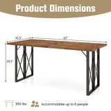 Tangkula 67 Inch Outdoor Dining Table, Acacia Wood Patio Table with 2 Inch Umbrella Hole