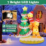 Tangkula 7 FT Lighted Christmas Inflatable Gingerbread Men Climbing Christmas Tree with LED Lights & Built-in Fan