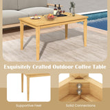 Tangkula Outdoor Teak Wood Coffee Table, Premium Solid Wood Patio Side Table w/Slatted Tabletop