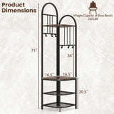 Tangkula Corner Hall Tree, 71 Inch Tall Entryway Coat Rack with Shoe Bench & 4 Storage Shelves