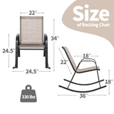 Tangkula Patio Rocking Chair Set of 2/4, Outdoor Ergonomic Rockers with Breathable Fabric Seat