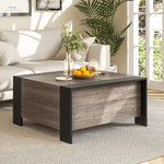  Square Farmhouse Coffee Table with Hidden Storage - Tangkula