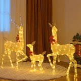 Tangkula 3 Pieces Christmas Lighted Reindeer Family Set