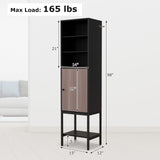 Tangkula Tall Bathroom Storage Cabinet with 1 Door and 4 Shelves, 57" H Narrow Floor Cabinet with Adjustable Shelves