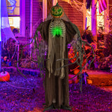 Tangkula 6 FT Halloween Light Up Talking Ghost Pumpkin with Glowing Ribs and Moving Head