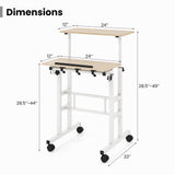 Tangkula Mobile Stand Up Desk, Adjustable Computer Desk, Height Adjustable and Special Tilting Surface Design