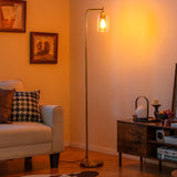 Tangkula Industrial Floor Lamp, Modern Standing Lamp with Hanging Glass Lampshade & Foot Switch