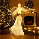 Tangkula 5.2 FT Outdoor Christmas Lighted Angel, Xmas Pre-lit 3D Winged Angel with Halo