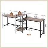 Tangkula 97" Extra Long 2-Person Computer Desk with Power Outlet