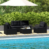 Tangkula 5 Piece Rattan Sofa Set, Outdoor Wicker Furniture Set w/Seat & Back Cushions