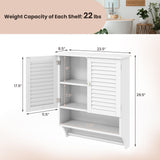 Tangkula Wall Mounted Bathroom Cabinet with Open Shelf & Bar