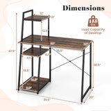 Tangkula Computer Desk with Shelves, Space Saving Home Office Desk with 3-Tier Ladder Shaped Storage Bookshelf