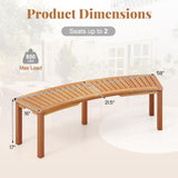 Tangkula Outdoor Curved Bench, Acacia Wood Fire Pit Bench w/Slatted Seat, 800 LBS Max Load, Oil Painted