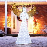 Tangkula 5 FT Lighted Christmas Angel, Light-up Winged Xmas Angel with 150 LED Lights, Zip Ties & Ground Stakes