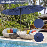 Tangkula 11 Pieces Patio Dining Set with 15 ft Double-Sided Patio LED Umbrella (Base Included)