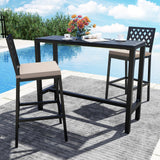 Tangkula Outdoor Bar Stools Set of 2 or 4, 27” Counter Height Barstools with Removable Cushions