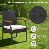 Tangkula 5 Piece Patio Rattan Dining Set, Outdoor Wicker Chair & Dining Table Set