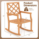 Tangkula Teak Wood Rocking Chair, Oversized Porch Rocker with Backrest and Slatted Seat(1/2, 30 x 23 x 35 Inch)