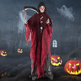 Tangkula 8 FT Halloween Animatronics Standing Grim Reaper, Voice Activated Reaper with Lighted Eyes & Creepy Sounds