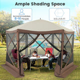 Tangkula 11.5x11.5 Ft Pop Up Gazebo with Netting, Portable Screen Tent with 6 Sided Mesh Walls