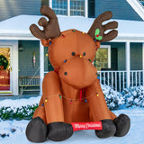 Tangkula 8.5 FT Large Christmas Inflatable Reindeer, Xmas Blow Up Holiday Yard Decoration with 24 LED String Lights