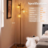 Tangkula 3-Globe Floor Lamp, Freestanding Tree Lamp w/Foot Switch & 3 E26 Bulb Bases (Golden, 3-Globe)