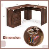 Tangkula L-Shaped Desk with 2 Storage Drawers, 59” Corner Computer Desk with File Drawer & Open Shelf