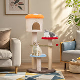 Tangkula Mushroom Cat Tree, 48 Inch Cute Cat Tower with Sisal Scratching Posts, Top Condo