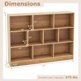 Tangkula 10-Cube Bookshelf, 55”L Floor Bookcase with 2 Anti-Tipping Kits