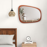 Tangkula Asymmetrical Abstract Irregular Shaped Mirror, 26.5" x 21" Irregular Wall Mirror with Rustic Frame